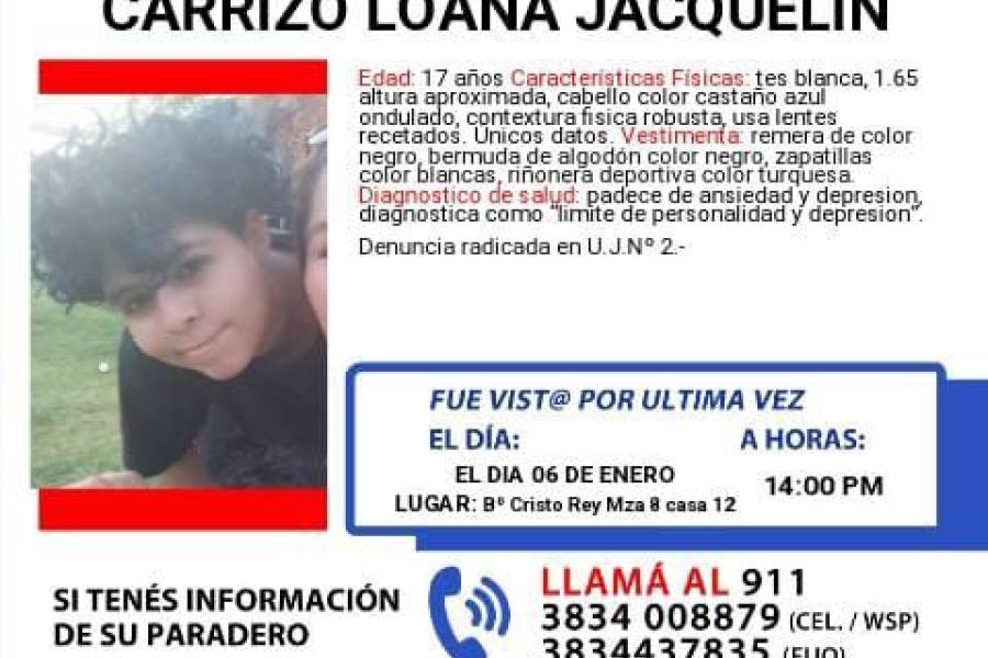 Buscan a Loana Jacquelin Carrizo