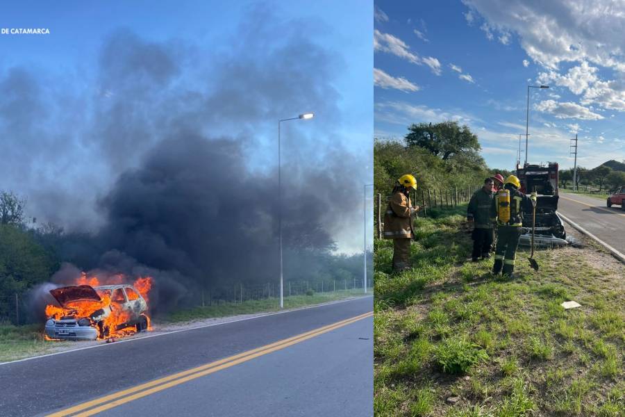 Se le incendio el auto y casi pierde la vida