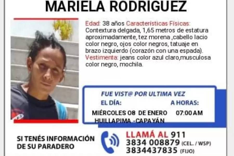 Buscan a Mariela Rodríguez