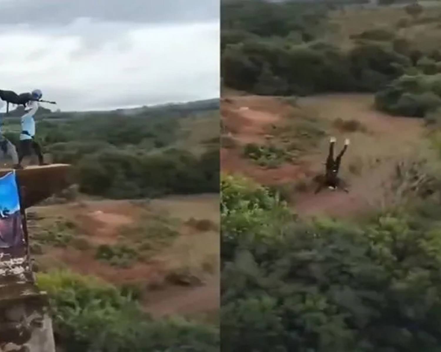 Contenido sensible: Una joven cae a un precipicio sin arnés en Brasil