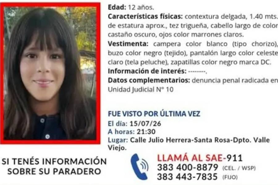 Buscan dar con el paradero de una menor de 12 años
