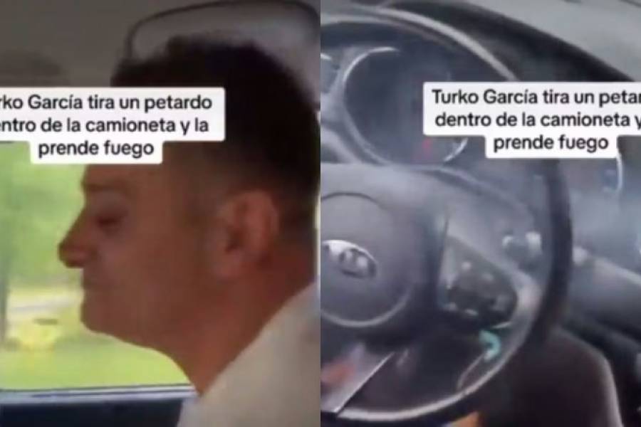 “¡Cuidado!”: el momento en el que el Turco García lanzó un petardo dentro de un vehículo y casi lo prende fuego